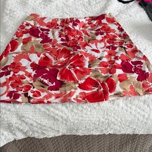Lane Bryant Floral A-Line Skirt in Red and Beige